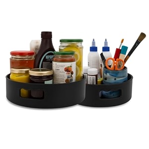 jrm 360 rotating organizer tray multi- function rotating traykitchen organizerlazy susan size- 23x23x75 cm off-white round set of 2 black
