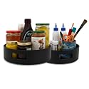 JRM 360° Rotating Organizer Tray Multi- Function Rotating Tray/Kitchen Organizer/Lazy Susan Size:- (23X23X7.5) Cm (Off-White), Round (Set of 2 Black)