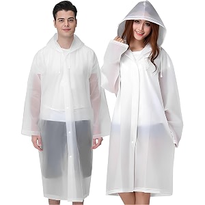 jrm reusable waterproof raincoat for men amp women  transparent eva rain poncho with hood  lightweight foldable full-length rain jacket  travel hiking camping
