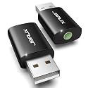 JSAUX 2 Pack USB to 3.5mm Jack Audio Adapter - External Stereo Sound Card for PS4, PS5, Headphones, Mac, Linux, Laptops, Desktops - Black