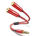 JSAUX Headphone Splitter for 2 Headphones, 3.5mm Splitter (No Mic), Red
