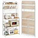 JSB 5 Tier Bakers Rack Coffee Bar Microwave Stand Folding Shelf (White)