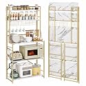 JSB 5 Tier Bakers Rack Coffee Bar Microwave Stand Folding Shelf (Gold)