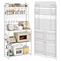 JSB 5 Tier Bakers Rack Coffee Bar Microwave Stand Folding Shelf (All White)