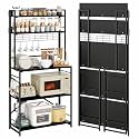 JSB 5 Tier Bakers Rack Coffee Bar Microwave Stand Folding Shelf (All Black)
