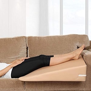 jsb leg elevator xl - orthopedic bed wedge elevated leg pillow - improve blood circulation - reduce back pain amp leg swelling foam wedge - ideal for post surgical recovery - bs33 - beige