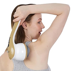 jsb hf141 lower back pain relief massager with long handle heat 3 changeable heads led display touch buttons 1 year warranty