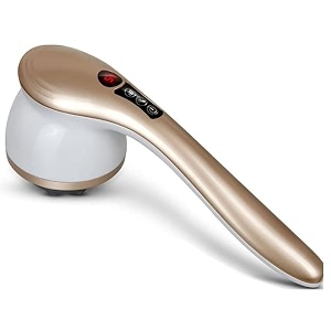 jsb hf141 back and neck pain relief massager with long handle oscillatory massage variable speed amp multiple attachments green pocket massager