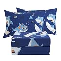 JSD Blue Nautical Shark Kids Full Sheet Set 4 Piece
