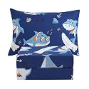 JSD Blue Nautical Shark Kids Twin Sheet Set 3 Piece