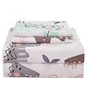JSD Dinosaur Kids Sheet Set Full Size, 4 Piece Palm Tree Printed Microfiber Bed Sheets Deep Pocket