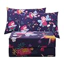 JSD Purple Fairy Floral Kids Full Sheet Set for Girls 4 Piece