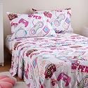 JSD Hot Pink Gaming Sheet Set Twin Size, 3 Piece Soft Girls Gamer Printed Microfiber Bed Sheets Deep Pocket