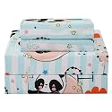 JSD Panda Kids Sheet Set Full Size, 4 Piece Blue Moon Stars Printed Microfiber Bed Sheets Deep Pocket