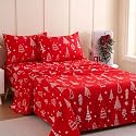JSD Red Christmas Tree Kids Full Sheet Set 4 Piece