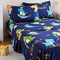 JSD Navy Blue Dinosaur Kids Full Sheet Set 4 Piece