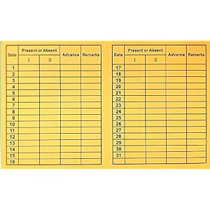 daily attendance report for daily payroll wagesattendance card for monthly attendance and calculation of wagesmix color attendance report medium pack of 50
