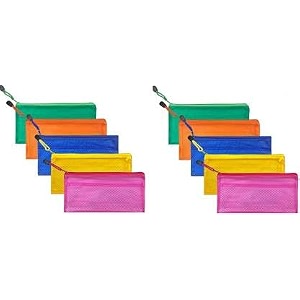 multipurpose waterproof zipper pouches document holderpen pencil casestationery storage bagscosmetic pouchtravel organizer multicolour pack of 10 cheque