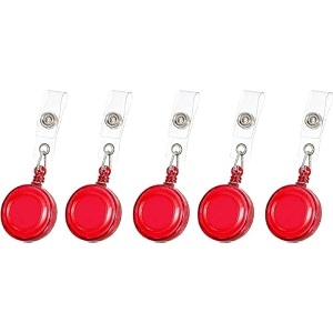 round shaped retractable yo-yo key ring for id card holder pack of 25 red