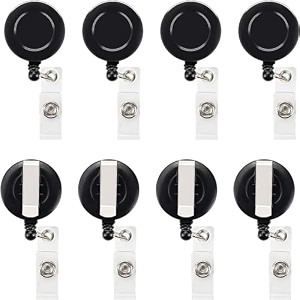 round shaped retractable yo-yo key ring for id card holder pack of 50 black
