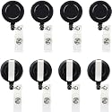 Round Shaped Retractable Yo-Yo Key Ring for ID Card Holder (Pack of 2, Black)