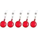 Round Shaped Retractable Yo-Yo Key Ring for ID Card Holder (Pack of 25, Red)