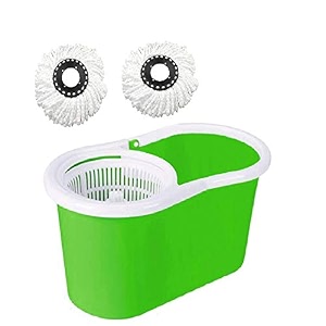 jsn easy magic floor cleaning mop 360 pvc bucket with 2 microfibre refills mop stick not included green