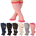 Jspupifip 6 Pairs Plus Size Compression Socks for Women, Wide Calf