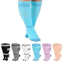 Jspupifip 6 Pairs Plus Size Compression Socks for Women, Wide Calf