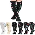 Jspupifip 6 Pairs Plus Size Compression Socks for Women, Wide Calf