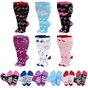 Jspupifip 6 Pairs Plus Size Compression Socks for Women, Wide Calf