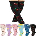 Jspupifip 6 Pairs Plus Size Compression Socks for Women, Wide Calf