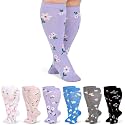 Jspupifip 6 Pairs Plus Size Compression Socks for Women, Wide Calf