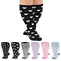 Jspupifip 6 Pairs Plus Size Compression Socks for Women, Wide Calf