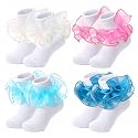 Jspupifip Girls Big Ruffle Socks Soft Cute Classic Toddler