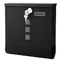 Jssmst Locking Mailbox Wall Mount, Black Mailboxes with Secure Key Lock and Newspaper Compartment, Key Lock Drop Box Large Capacity with Galvanized Cover and Rust-Proof Metal Mailbox, HPB2210 Black