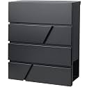 Jssmst Locking Mailbox Wall Mount- Waterproof mailboxes with Secure Key Lock and Newspaper Compartment, Key Lock Drop Box Extra Large Capacity, 12.9 x 4.1 x 14.2 Inch, Black, SM-HPB936 New