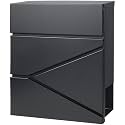 Jssmst Locking Mailbox Wall Mount- Waterproof mailboxes with Secure Key Lock and Newspaper Compartment, Key Lock Drop Box Extra Large Capacity, 12.9 x 4.1 x 14.2 Inch, Black, SM-HPB933 New