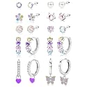Jstyle Hypoallergenic Earrings for Girls Women Surgical Stainlee Steel Earring for Sensitive Ears Screw Back Earrings Set Cute Hoop for Kids Toddler Earring Jewelry for Teen Colorful