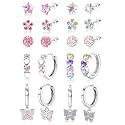 Jstyle Hypoallergenic Earrings for Girls Women Surgical Stainless Steel Earrings for Sensitive Ears Screw Back Earring Set Cute Hoop for Kids Toddler Jewelry for Teen Mixed Color