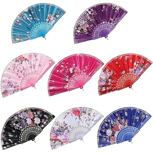 hand fan silk sakura butterfly printed japanese folding hand fan multi colors pack of 1
