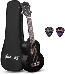 juarez 21 soprano ukulele kit aquila strings strings made in italy sapele body rosewood fingerboard matte finish with bag and picks black soprano ukulele