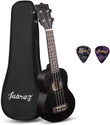 Juarez 21 Soprano Ukulele Kit, AQUILA Strings (Strings Made in ITALY), Sapele Body, Rosewood Fingerboard, Matte Finish, with Bag and Picks, Black Soprano Ukulele