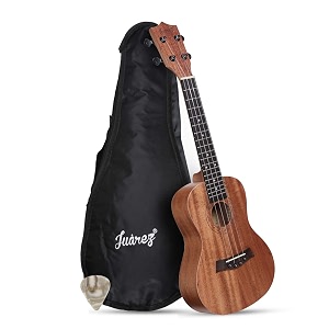 juarez 2334 soprano ukulele kit solid mahogany body aquila strings strings made in italy rosewood fretboard amp bridge black die cast tuners machine head with bag strap and picks natural