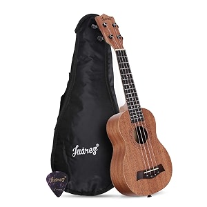 juarez 2134 soprano ukulele kit mahogany body aquila strings strings made in italy rosewood fretboard amp bridge black die cast tuners machine head with bag strap and picks natural