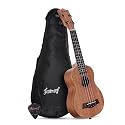 Juarez 21" Soprano Ukulele Kit, Mahogany Body, AQUILA Strings (Strings Made in ITALY), Rosewood Fretboard &amp; Bridge, Black Die Cast Tuners Machine Head, with Bag, Strap and Picks, Natural