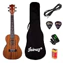 Juarez Estrélla 23" Concert Ukulele with Equalizer, Mahogany Top &amp; Body, Aquila Italian Strings, Black Diecast Machine, Rosewood Fretboard &amp; Bridge with Gig Bag, 2 Picks, Natural