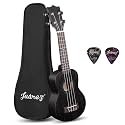 Juarez JRZ23UK/BK 23-Inch Black Ukulele with Aquila Strings, Sapele Body, Rosewood Fingerboard, Matte Finish - Includes Bag and Picks