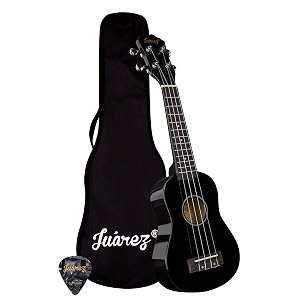 juarez 213434 soprano ukulele kit aquila strings strings made in italy linden body rosewood fingerboard amp bridge high gloss finish with bag and picks black 21uklbk