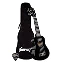 Juarez 21"" Soprano Ukulele Kit, AQUILA Strings (Strings Made in ITALY), Linden Body, Rosewood Fingerboard &amp; Bridge, High Gloss Finish, with Bag and Picks, Black (21UKL/BK)